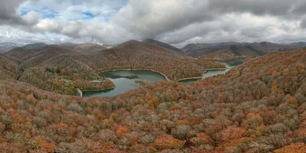 Pantano de Irabia y bosque de Irati, a vista de dron. EFE.
