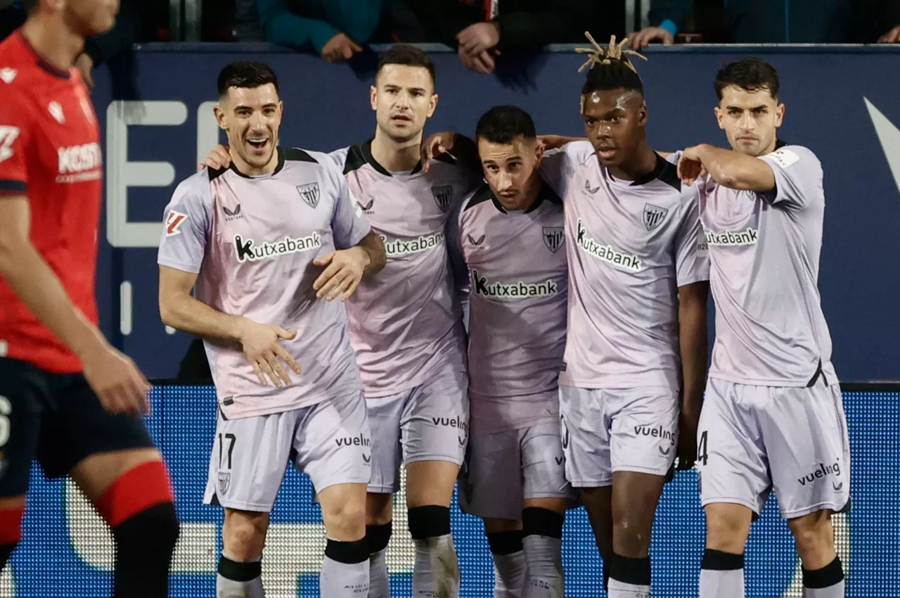 Athleticeko jokalariak gol bat ospatzen. Argazkia: EFE