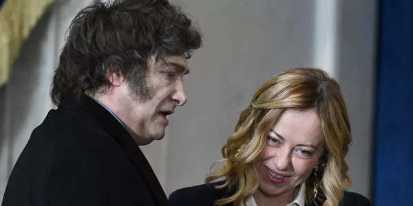 Javier Mlei y Giorgia Meloni
