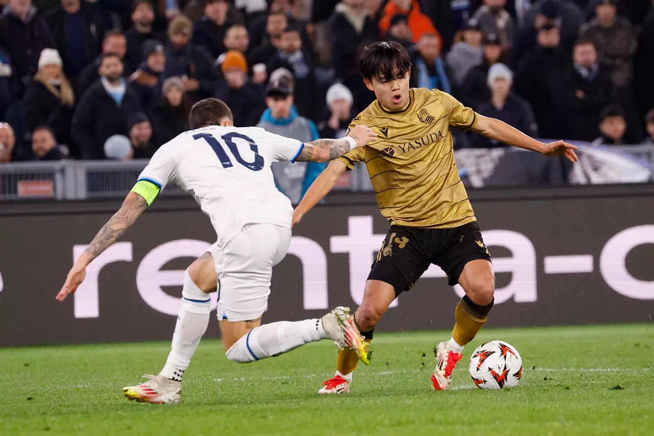 Take kubo en el partido contra la Lazio. Foto: EFE
