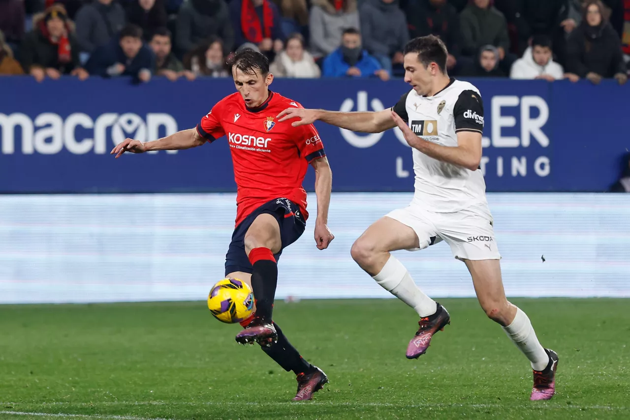 Ante Budimir en el partido contra el Valencia. Foto: EFE.