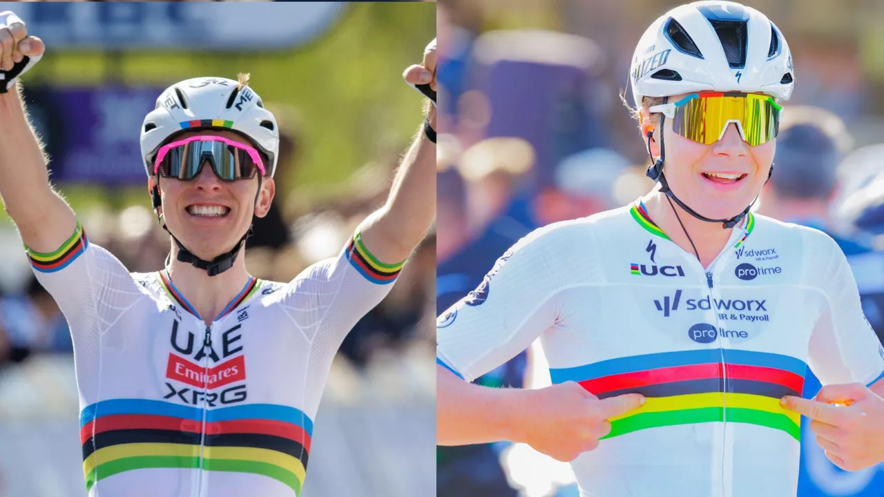 Tadej Pogacar y Lotte Kopecky. Fotos: EFE.