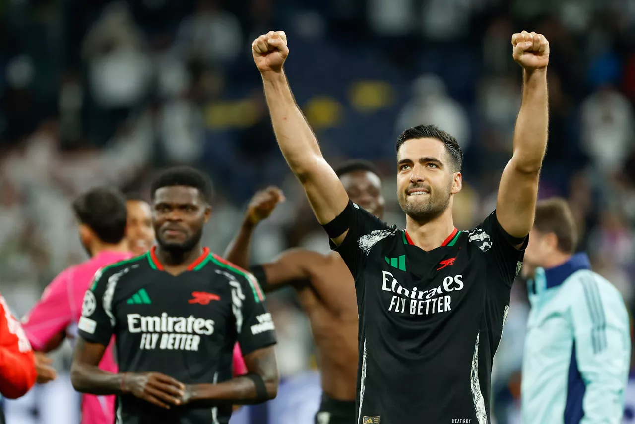 Mikel Merino, celebrando el pase a semifinales del Arsenal. Foto: EFE