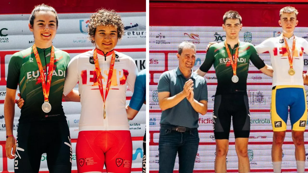 Podio femenino y masculino. Foto: @RFECiclismo