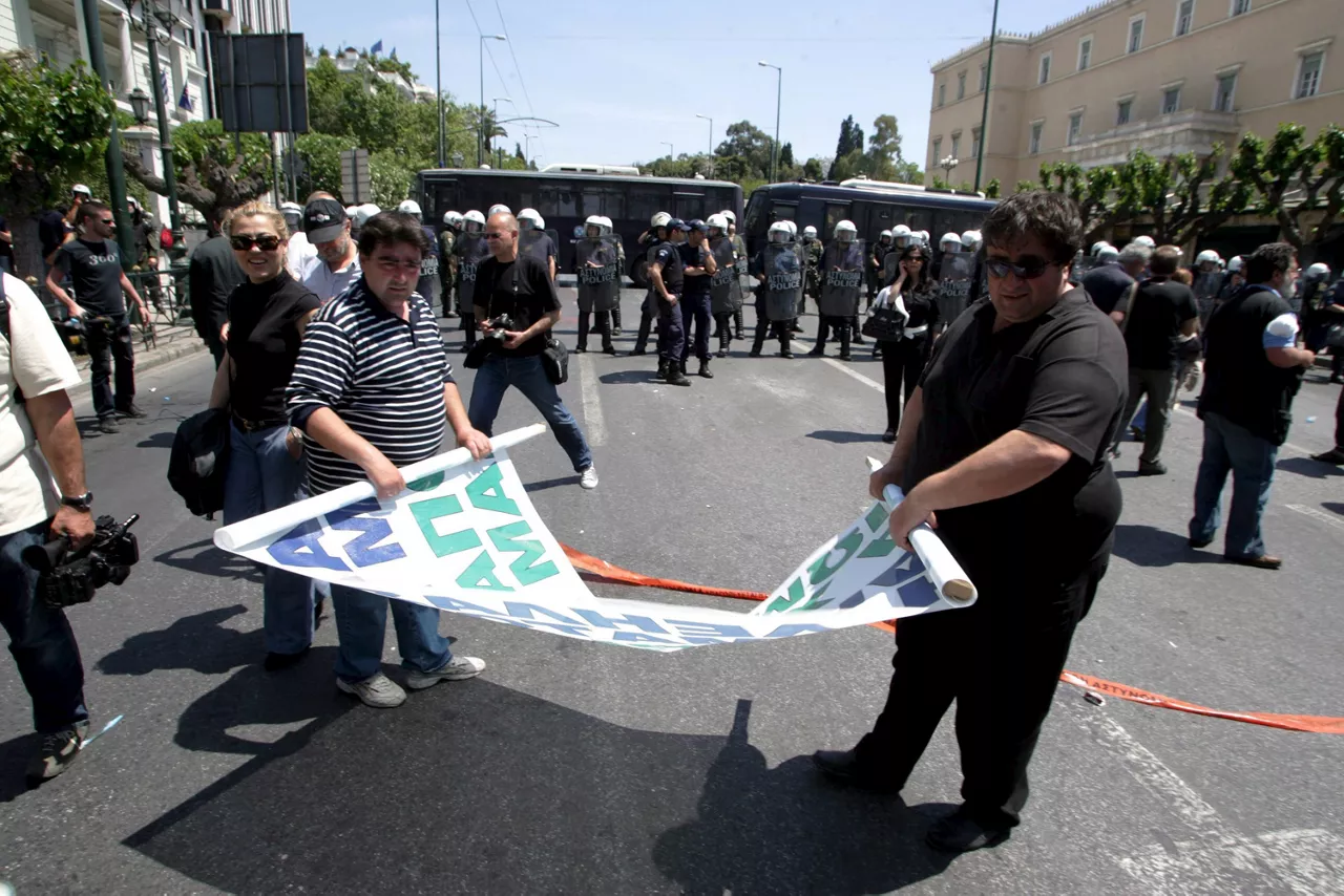 Manifestantes en Atenas.