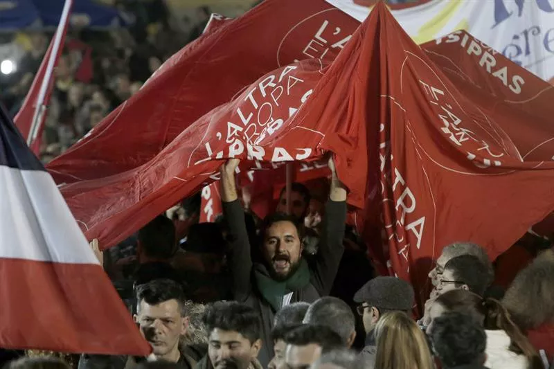 Celebraciones en Grecia tras el triunfo de Syriza. EFE.