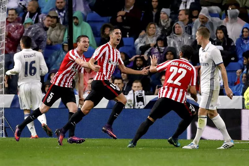 Athleticeko jkalariak, Bernabeun jokatutako partidan. Argazkia: Efe.