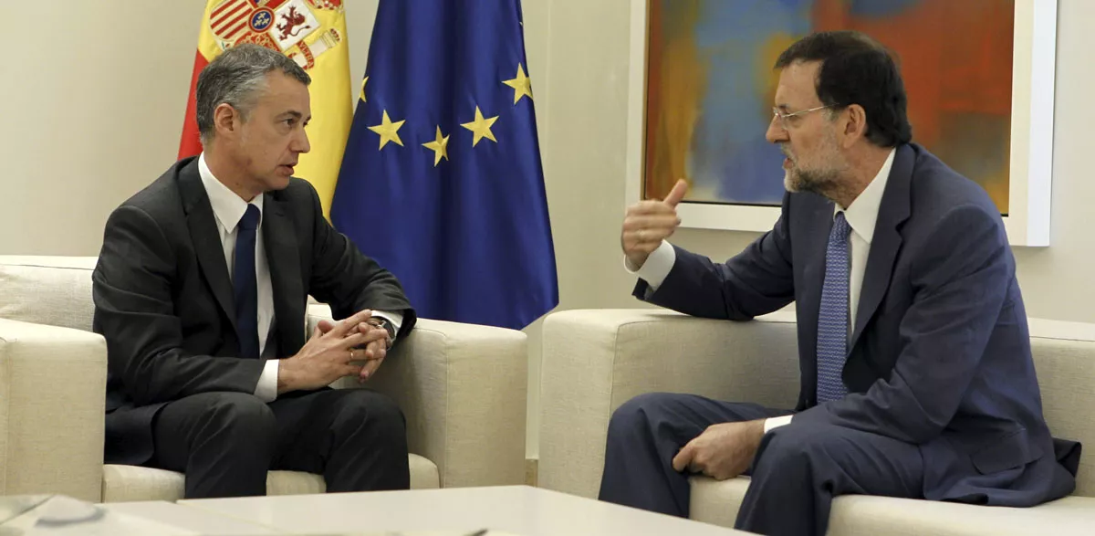 Iñigo Urkulluk eta Mariano Rajoyk iraganean Moncloa jauregian egindako bileran.Artxiboko irudia: EFE