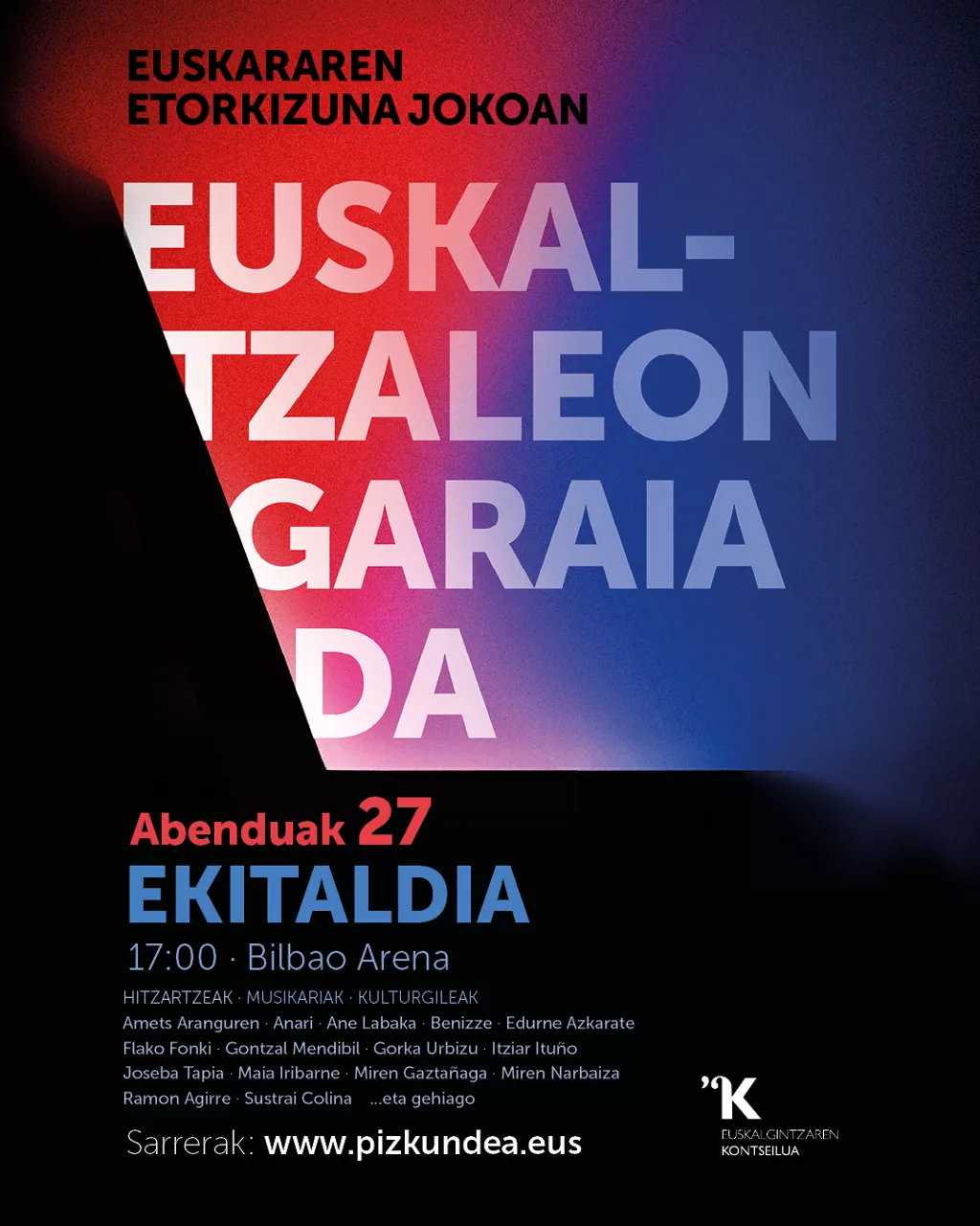 Abenduaren 27ko ekitaldia Bilbao Arenan
