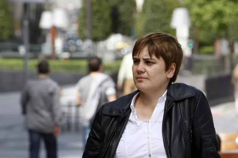 La secretaria general de LAB, Ainhoa Etxaide. Foto: EFE