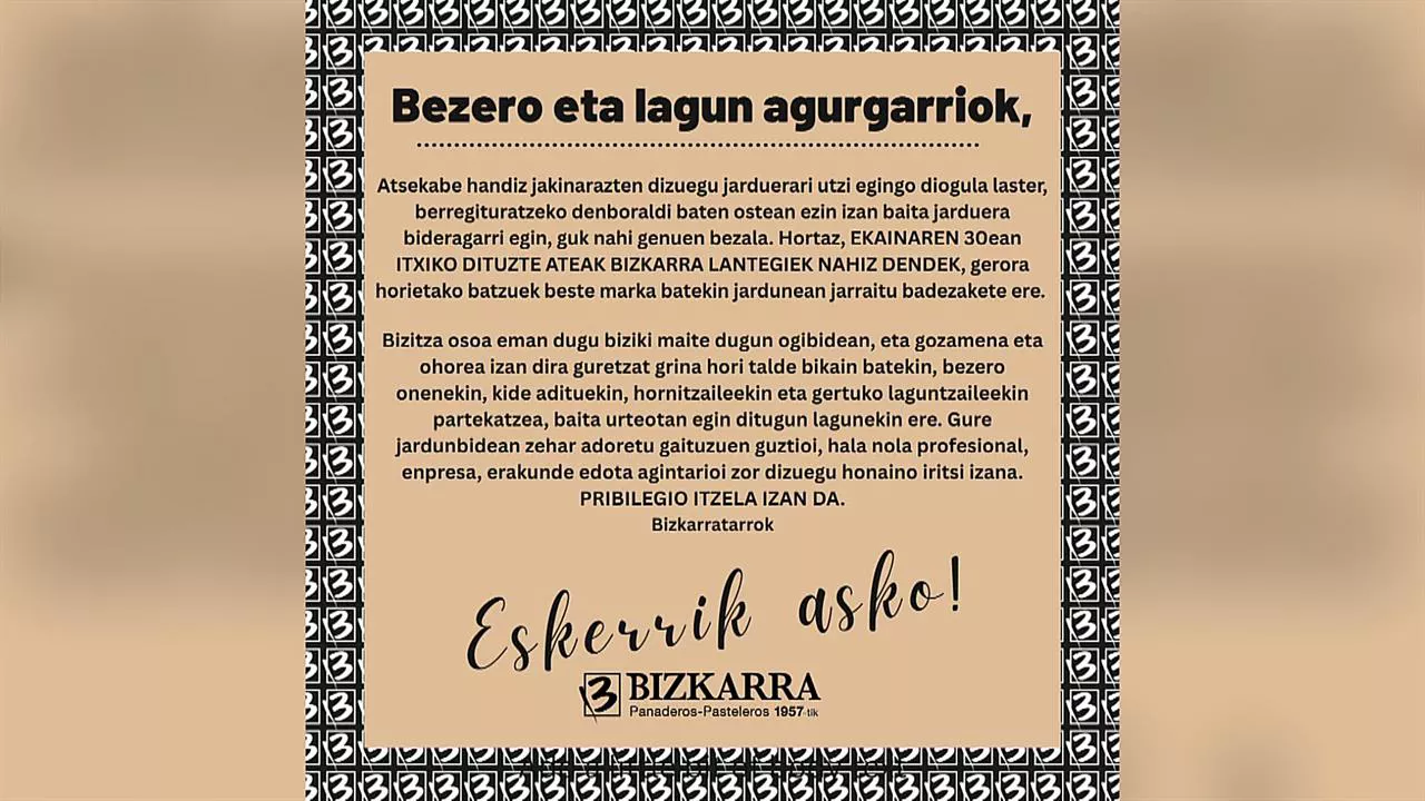 Note de la famille Bizkarra. Image : EITB