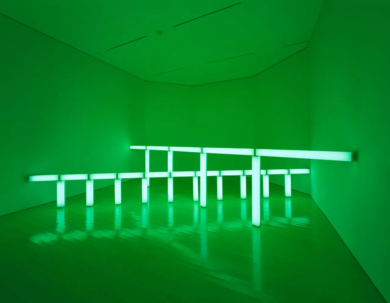 Dan Flavin "berdeetan zehar berdeak" "verdes cruzando verdes"
Guggenheim Bilbao Museoa