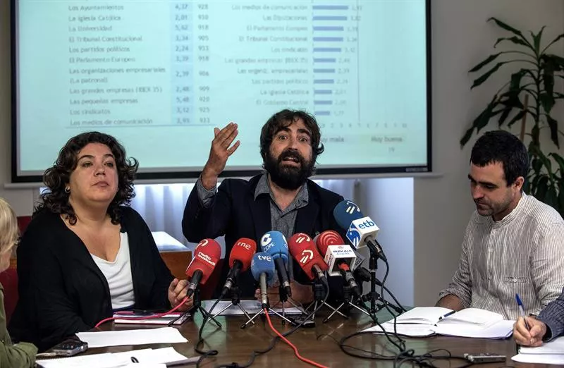 Los responsables del DeustoBarómetro, María Silvestre y Braulio Gómez. Foto: EFE