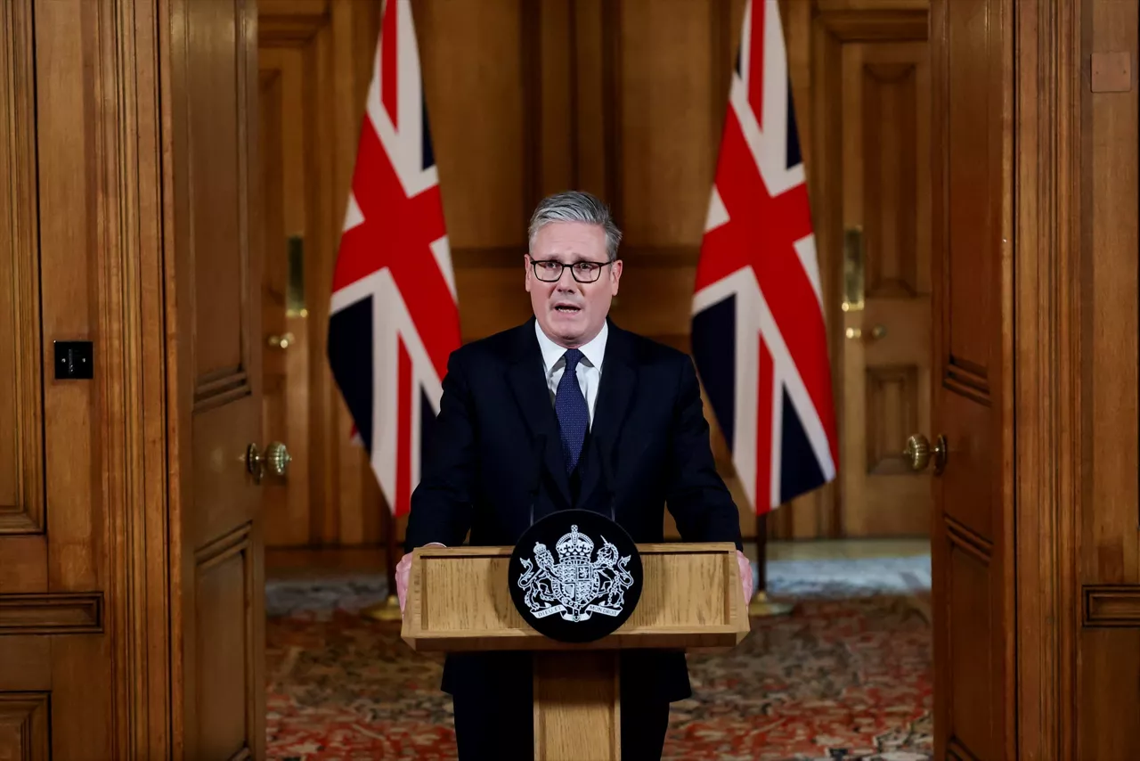 29 July 2025, United Kingdom, London: UK Prime Minister Keir Starmer delivers a statement in Downing Street, following a Cabinet meeting to discuss the situation in Gaza. The UK will recognise the state of Palestine in September before the UN General Assembly, unless the Israeli government takes steps to end the "appalling situation" in Gaza, the Prime Minister has told the Cabinet. Photo: Toby Melville/PA Wire/dpa



29/7/2025 ONLY FOR USE IN SPAIN