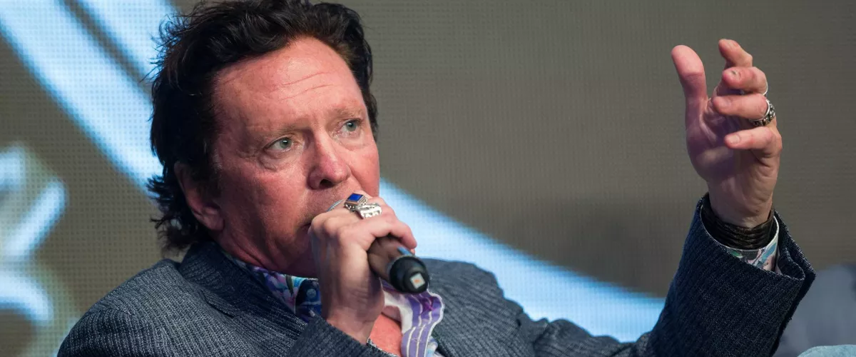 HONG KONG (China), 03/07/2025.- (FILE) US actor Michael Madsen speaks during the World Blockchain Marvels in Hong Kong, China, 24 August 2018. Madsen died in his California home 03 July 2025 at the age of 67, US media reported. He is believed to have died of cardiac arrest, according to a representative. EFE/EPA/JEROME FAVRE
