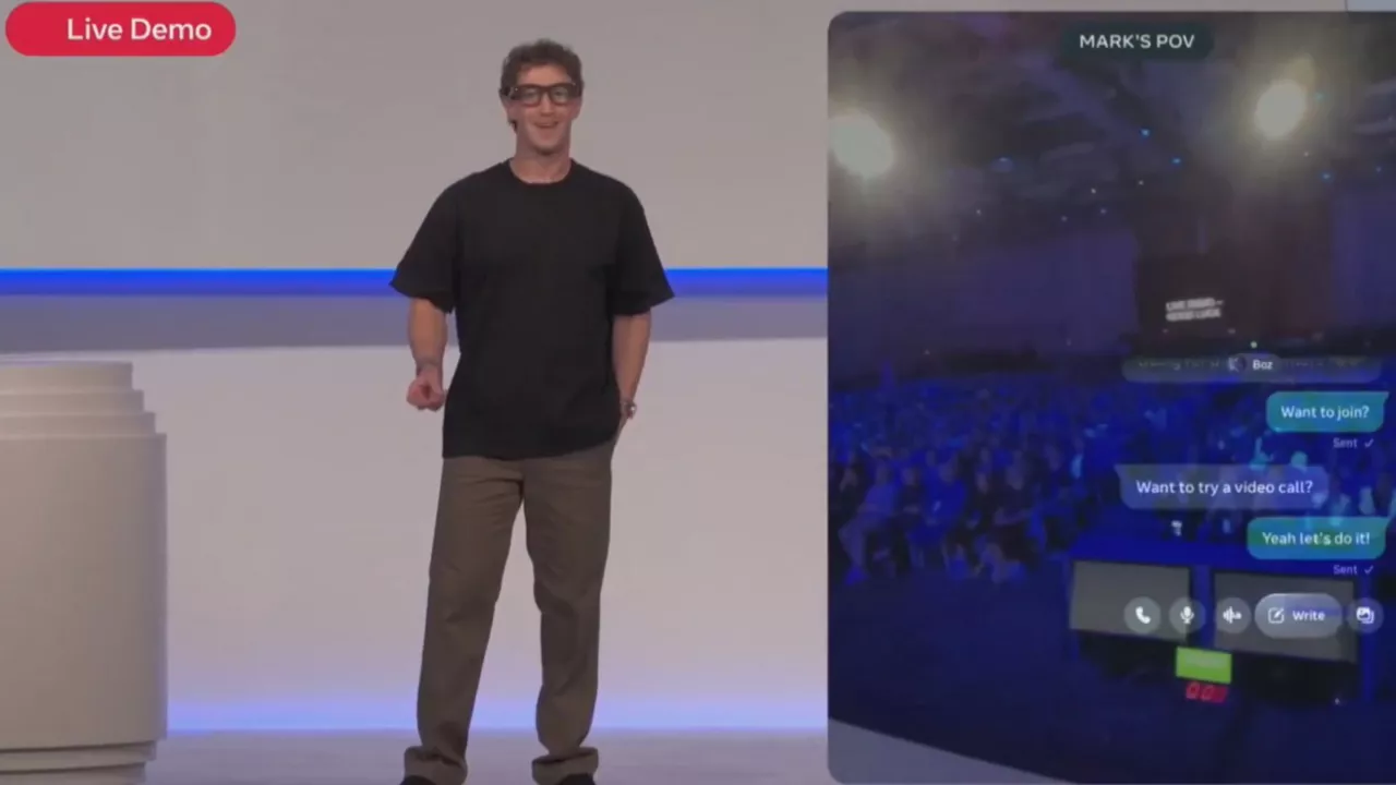 El director ejecutivo de Meta, Mark Zuckerberg, presentó este miércoles sus gafas más inteligentes, las Meta Ray-Ban Display, equipadas con una pequeña pantalla en el lente derecho que se puede controlar con gestos de la mano a través de una pulsera neural, pero cuando intentó demostrar cómo funcionaban se topó con varios fallos técnicos que achacó a una mala conexión de internet.

     El cofundador de Facebook no fue capaz de demostrar a un auditorio repleto de personas en la sede de Meta, en Menlo Park (California), cómo mantener una videollamada con estas gafas, ya que no pudo contestar a las varias llamadas de uno de sus empleados durante su conferencia de desarrolladores anual, Meta Connect.

     Zuckerberg, avergonzado, comentó que esta función había funcionado en los cientos de ensayos y que el fallo de hoy en las nuevas gafas -con un precio inicial de 799 dólares y que estarán disponibles a partir del 30 de septiembre en EE.UU.- se debía a una mala conexión de wifi.
