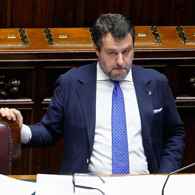 ROME (Italy), 16/07/2025.- Italian Minister for Infrastructure and Deputy Prime Minister Matteo Salvini attends a question time at the Chamber of Deputies in Rome, Italy, 16 July 2025. (Italia, Roma) EFE/EPA/FABIO FRUSTACI
