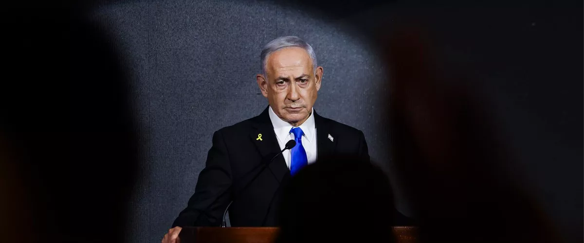 JERUSALEM (Israel), 13/08/2025.- Israeli Prime Minister Benjamin Netanyahu delivers a speech during the U.S. Independence Day reception hosted by Newsmax, at the Waldorf Astoria Hotel in Jerusalem, 13 August 2025. Newsmax holds the reception annually to celebrate ties between the United States and Israel. (Estados Unidos, Jerusalén) EFE/EPA/Ronen Zvulun / POOL
