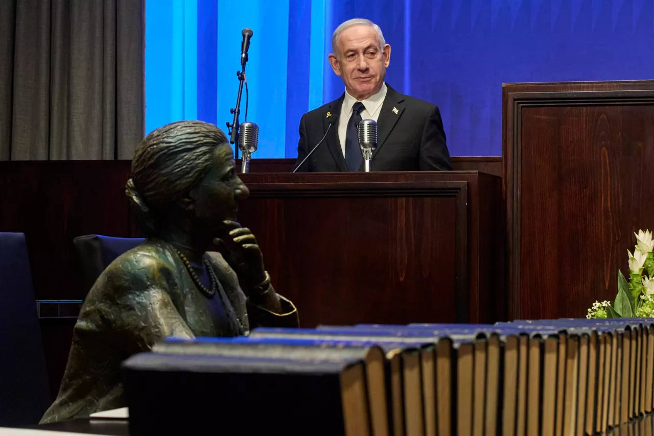 FOTODELDIA Jerusalén (-), 11/08/2025.- El primer ministro israelí, Benjamín Netanyahu, durante la inauguración del Museo del Parlamento este lunes en Jerusalén. EFE/OHAD ZWIGENBERG / POOL
