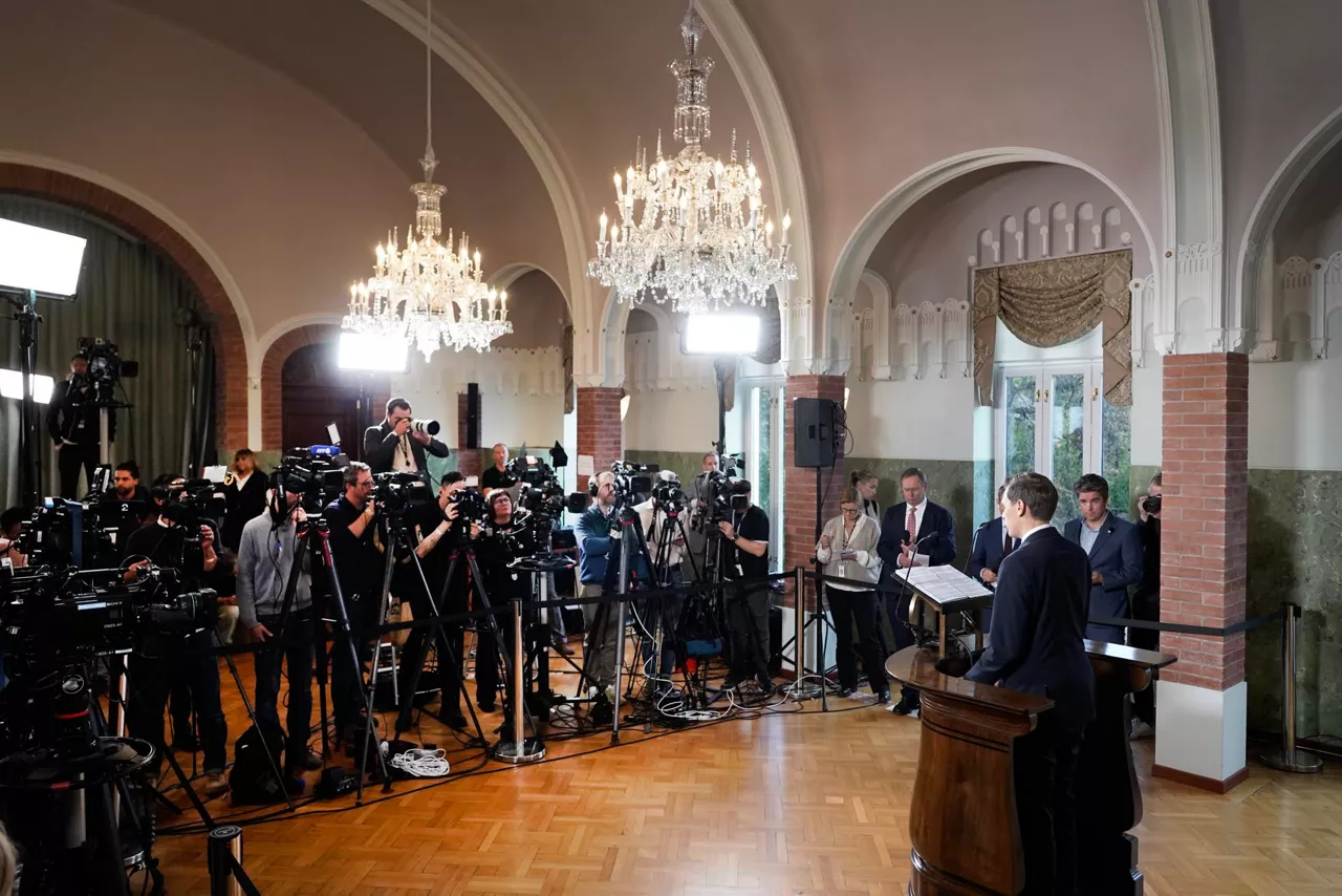 Oslo (Norway), 10/10/2025.- The Chairman of the Nobel Committee, Jorgen Watne Frydnes, announces that Venezuelan opposition leader Maria Corina Machado is the laureate of the 2025 Nobel Peace Prize, at the Norwegian Nobel Institute in Oslo, Norway, 10 October 2025. (Noruega) EFE/EPA/JONAS FAESTE LAKSEKJ NORWAY OUT
