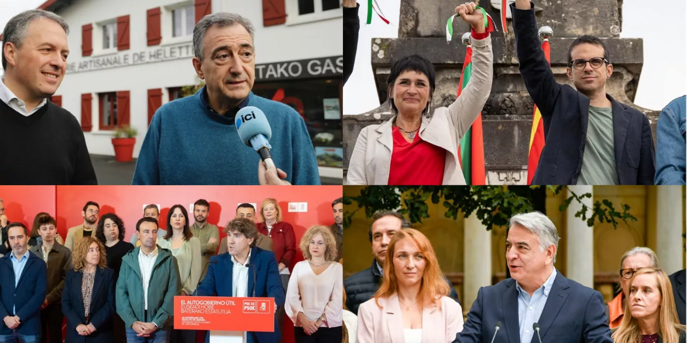 Representantes de los partidos políticos vascos: Aitor Esteban (EAJ-PNV), Laura Eznal y Pello Otxandiano (EH Bildu), Eneko Andueza (PSE-EE) y Javier de Andrés (PP).