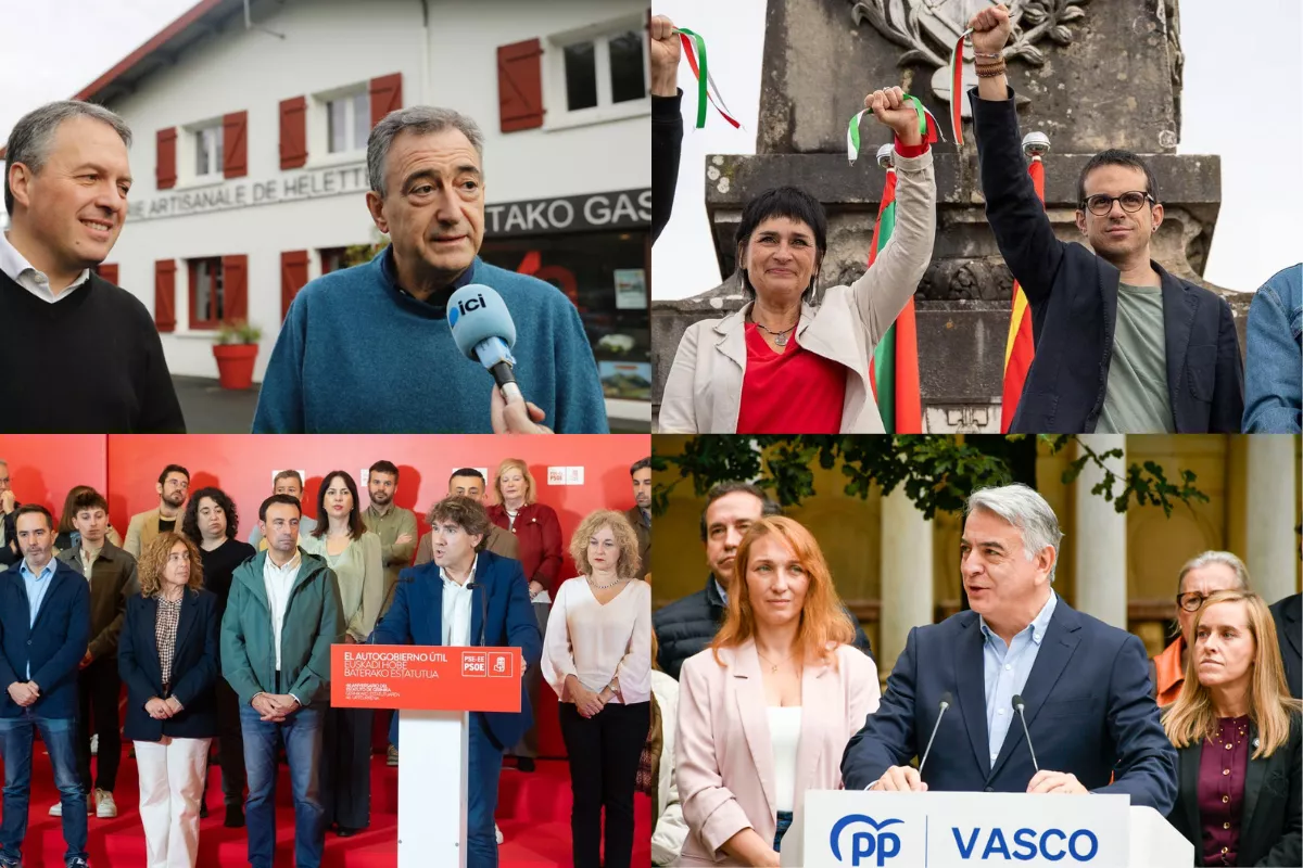 Representantes de los partidos políticos vascos: Aitor Esteban (EAJ-PNV), Laura Eznal y Pello Otxandiano (EH Bildu), Eneko Andueza (PSE-EE) y Javier de Andrés (PP).
