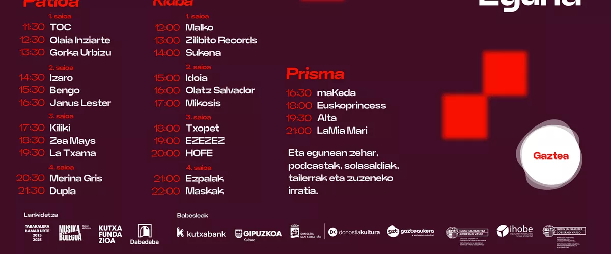 Musikaren Eguna 25 ordutegiak