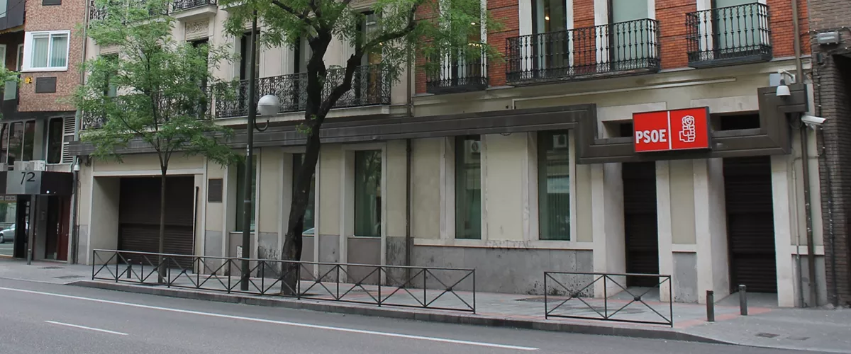 Headquarters of the Spanish Socialist Workers' Party (PSOE), at 70 Calle de Ferraz (street) in Madrid.
