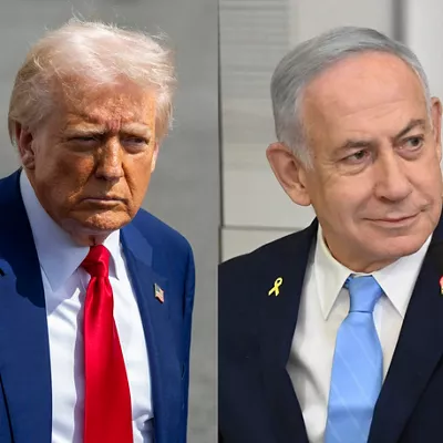 AME5866. BOGOTÁ (COLOMBIA), 06/07/2025.- Combo de fotografías de archivo donde aparece el presidente de Estados Unidos, Donald Trump (i), y el primer ministro israelí, Benjamín Netanyahu. Trump y Netanyahu tienen previsto reunirse mañana en la Casa Blanca, un encuentro que vendrá marcado por la posibilidad de avances para lograr un alto el fuego provisional de 60 días entre Jerusalén y Hamás, el cual depende también de la marcha de las negociaciones este domingo en Doha (Catar). EFE/ Shawn Thew / Yair Sagi ARCHIVO
