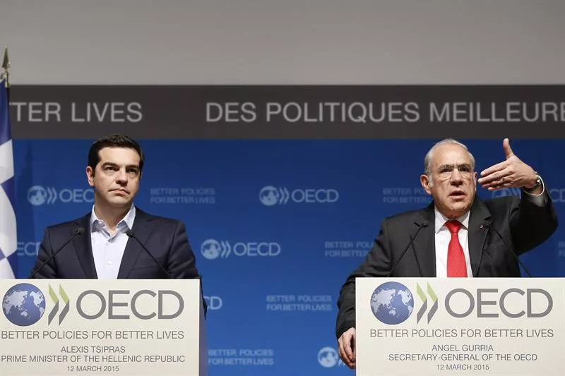 Alexis Tsipras Greziako lehen ministroa eta angel Gurria ELGAko idazkari nagusia. Argazkia: EFE
