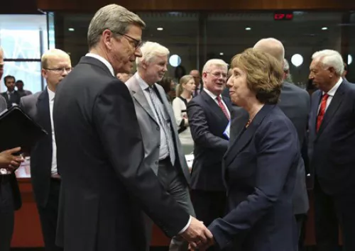 El ministro de Asuntos Exteriores alemán con la jefa de la diplomacia europea. EFE