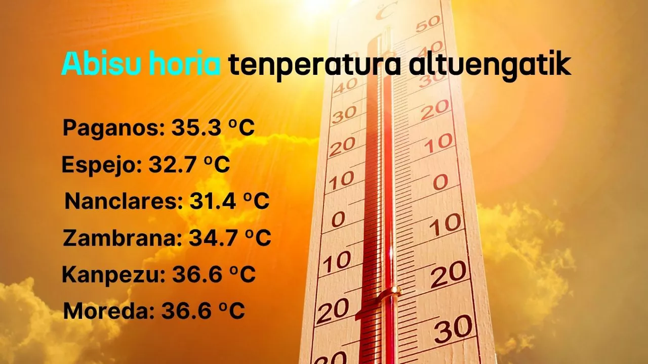 Osteguneko tenperatura maximoak. Irudia: eitb.eus