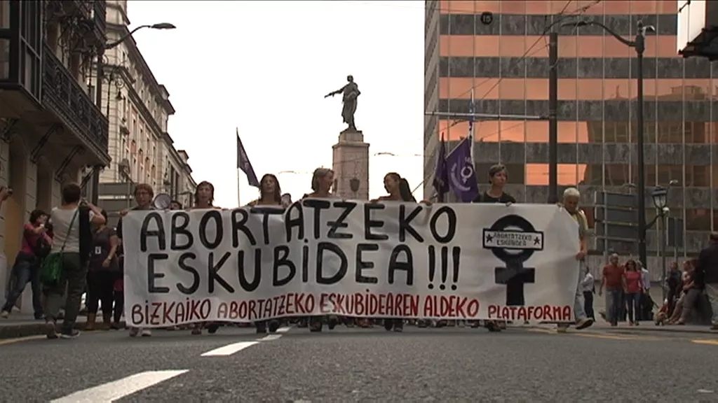 2015ean Bilbon abortatzeko eskubidearen alde egindako manifestazio bat
