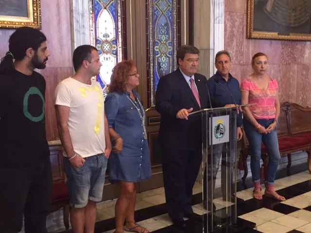 Bilboko alkatea eta Udaleko alderdi politikoetako bozeramaileak. Artxiboko argazkia: EiTB