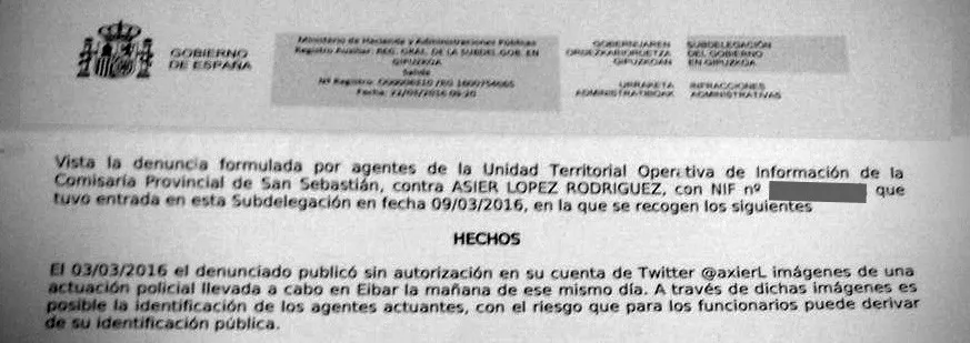Las imágenes correspondían al momento en el que Naroa Ariznabarreta era detenida. Foto: Argia