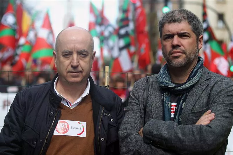 Los secretarios generales de CCOO y UGT Euskadi. Foto: EFE