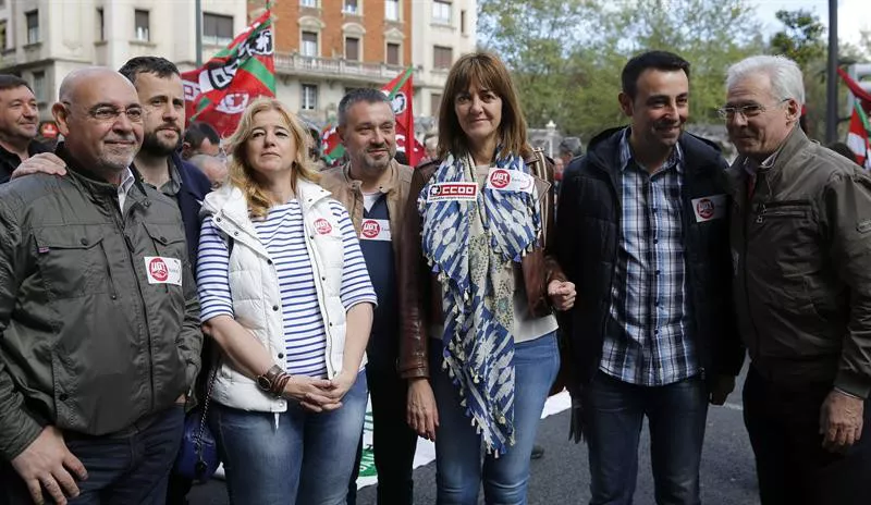 Dirigentes políticos en la manifestación de Bilbao. Foto: EFE