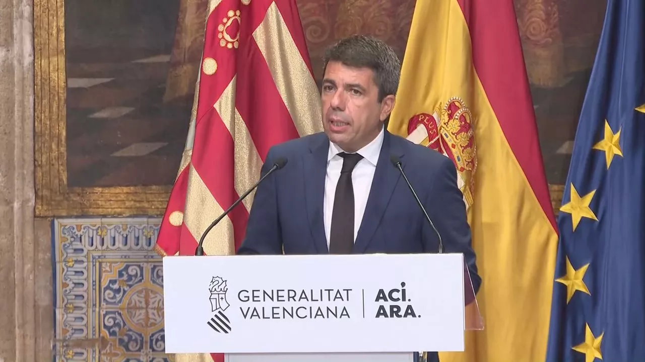 En su declaración institucional con motivo del primer aniversario de la DANA de Valencia, el president de la Generalitat valenciana Carlos Mazón. 