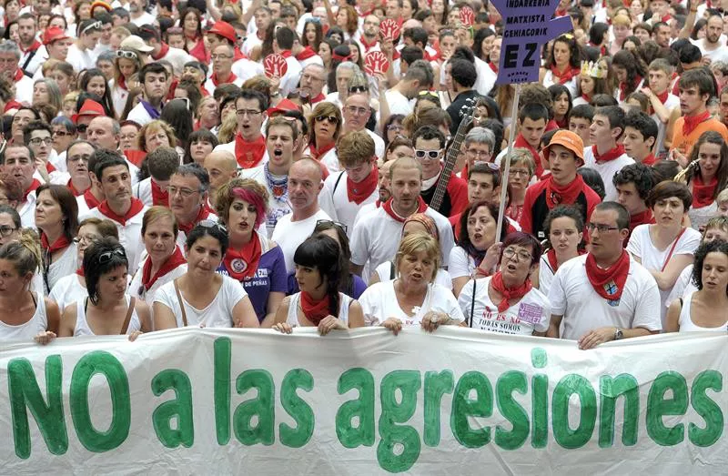 Una concentración en sanfermines contra las agresiones machistas. EFE