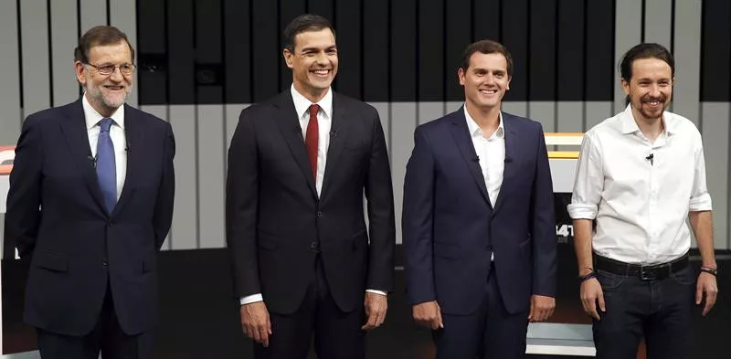 Kanpaina debatea Rajoy Sanchez Iglesias Rivera EFE