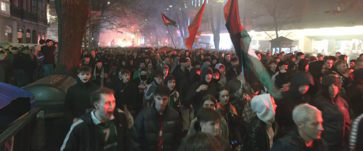 Milaka lagunek elkartasuna adierazi diote Palestinari Bilboko kaleetan, Palestinarekin Elkartasuna plataformak deitutako martxa jendetsuan