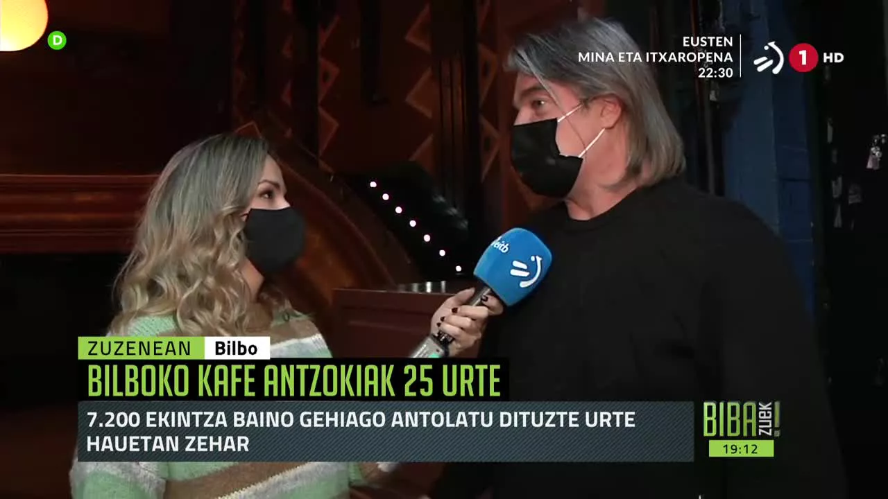 Izaskun Moyano eta Mikel Urbeltz. EITBren bideo batetik ateratako irudia