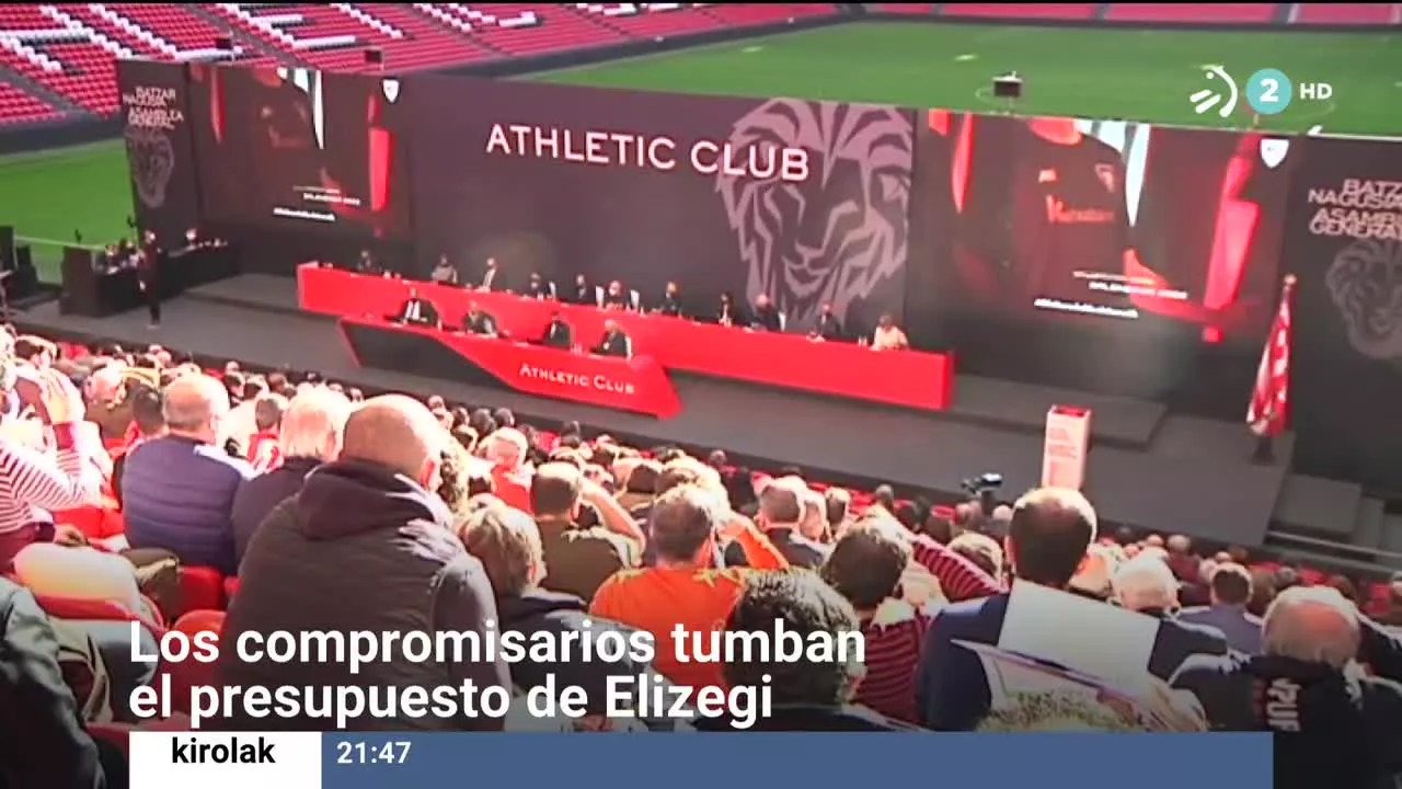 El Athletic Club ha celebrado hoy su Asamblea General de socios compromisarios en San Mamés, en la que los compromisarios han rechazado el presupuesto presentado por la Junta Directiva de Aitor Elizegi. Asimismo ha reprobado la gestión realizada la temporada pasada.