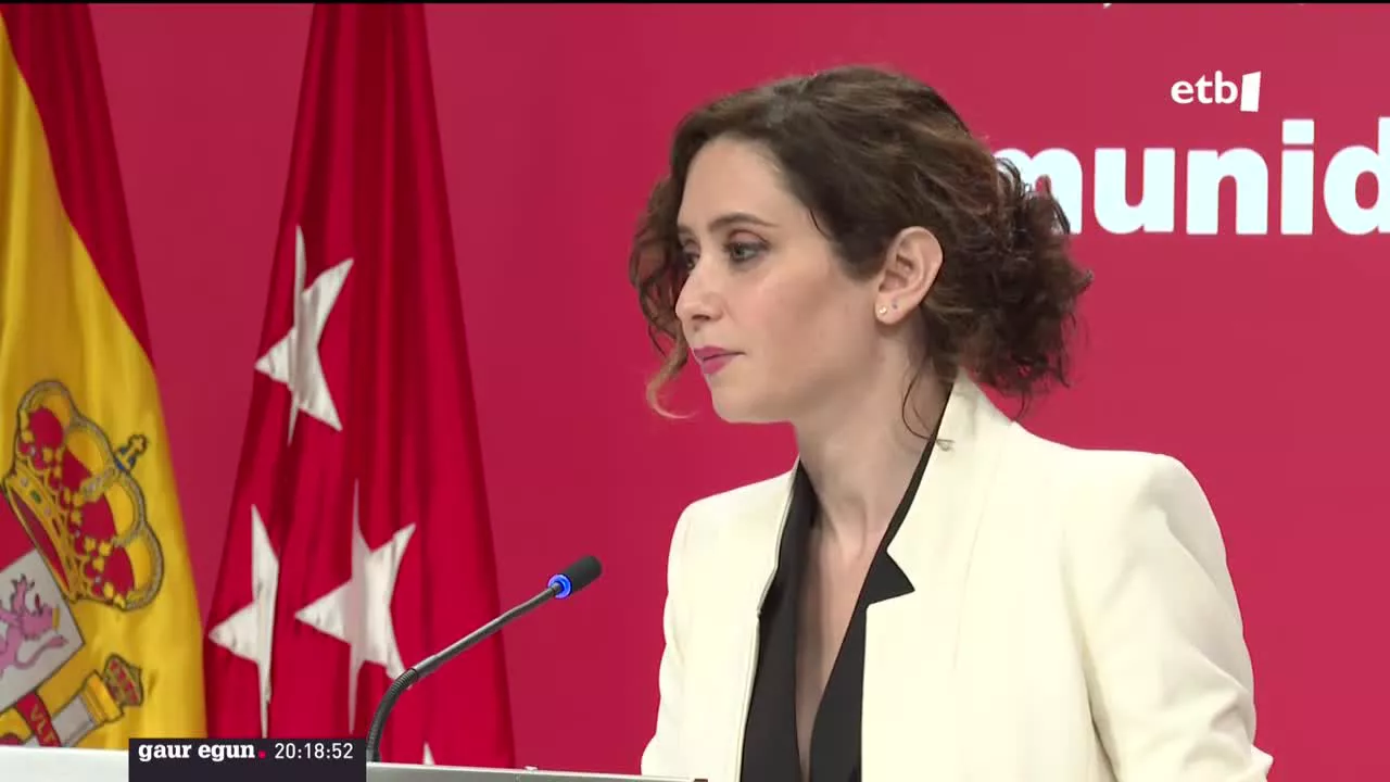 Isabel Díaz Ayuso. EITB Mediaren bideo batetik ateratako irudia.