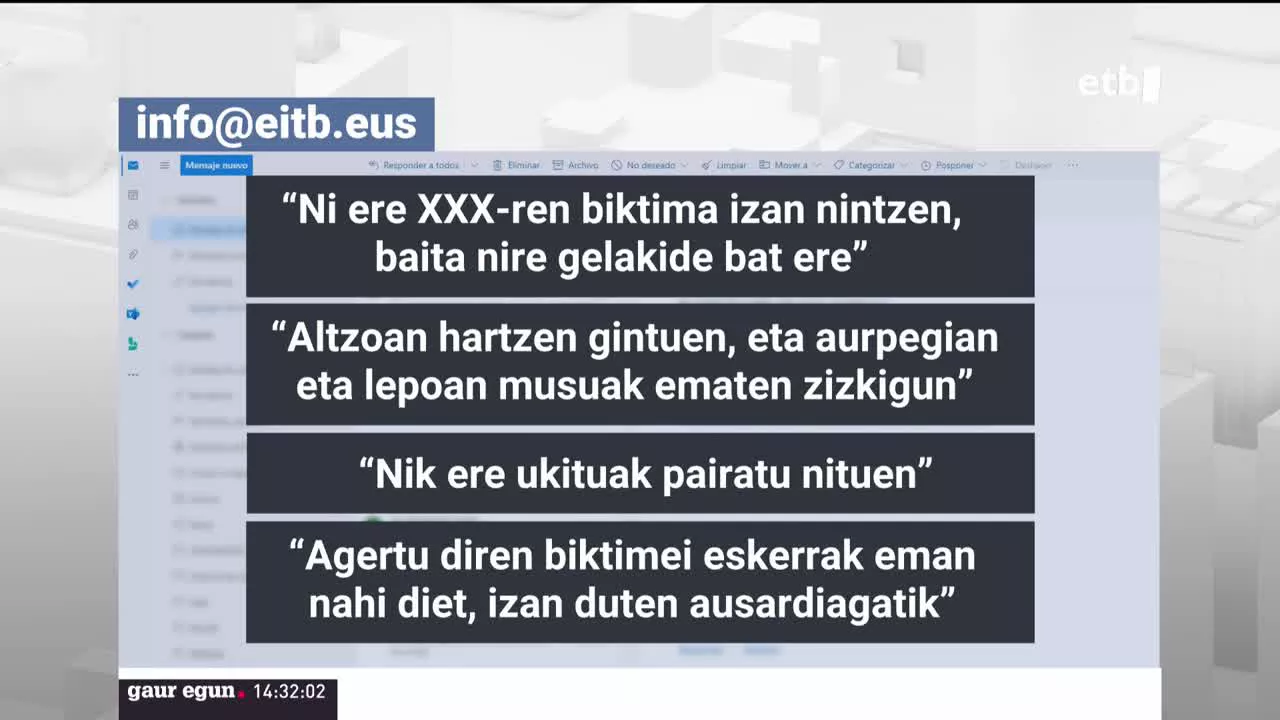 Biktimen testigantzak. (EITB Mediako bideo batetik ateratako irudia)