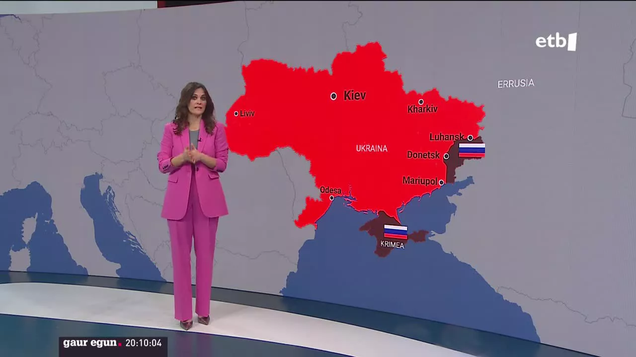 Ukrainako mapa. EITB Mediaren bideo batetik ateratako argazkia.