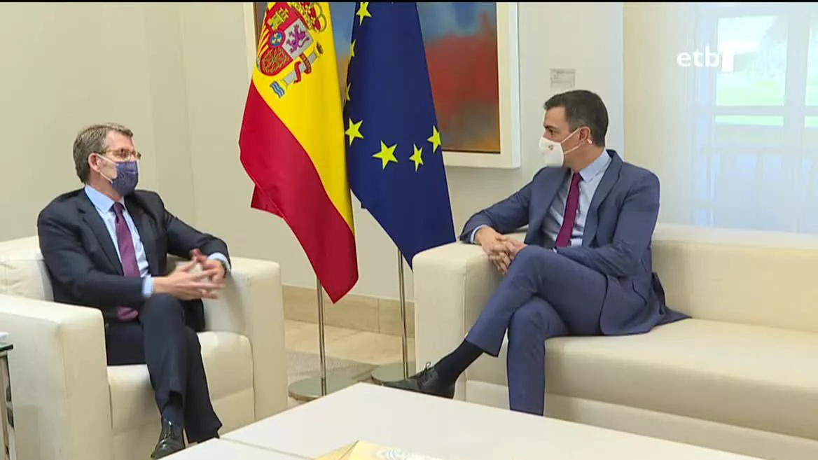 Sanchez eta Feijoo. EITB Mediaren bideo batetik ateratako argazkia.