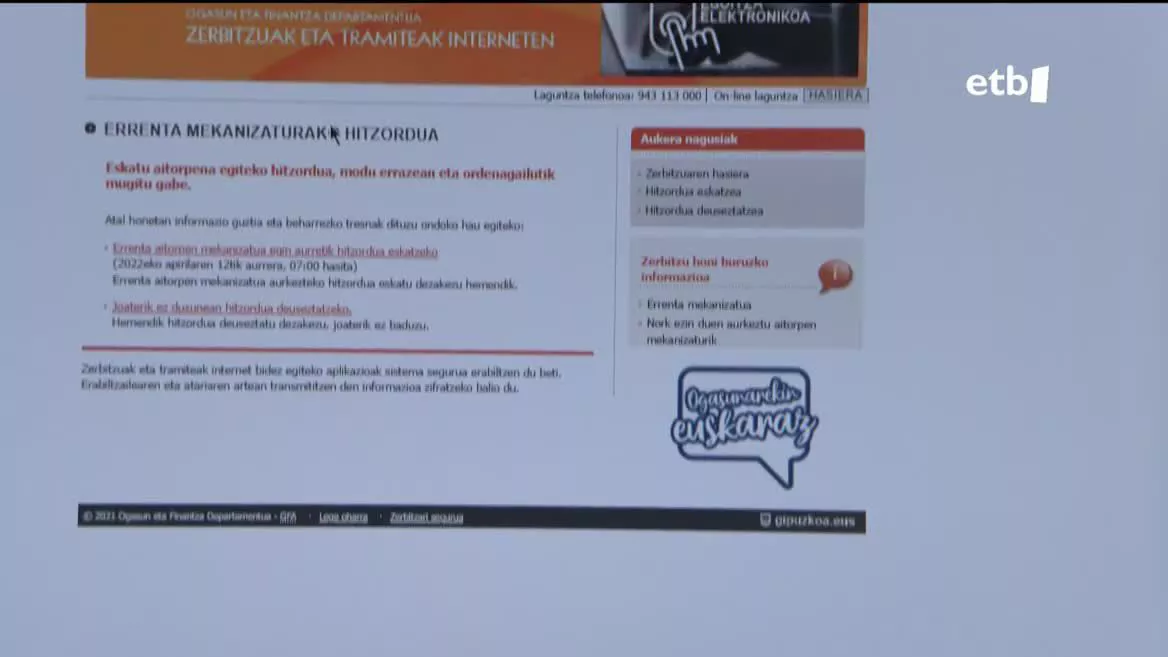 Errenta kanpaina. EITB Mediaren bideo batetik ateratako irudia.
