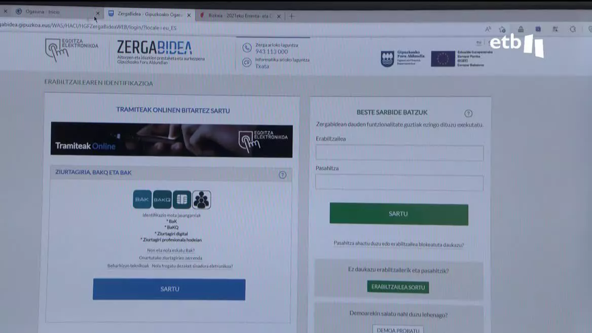Declaración de la renta online. Imagen obtenida de un vídeo de EITB Media.