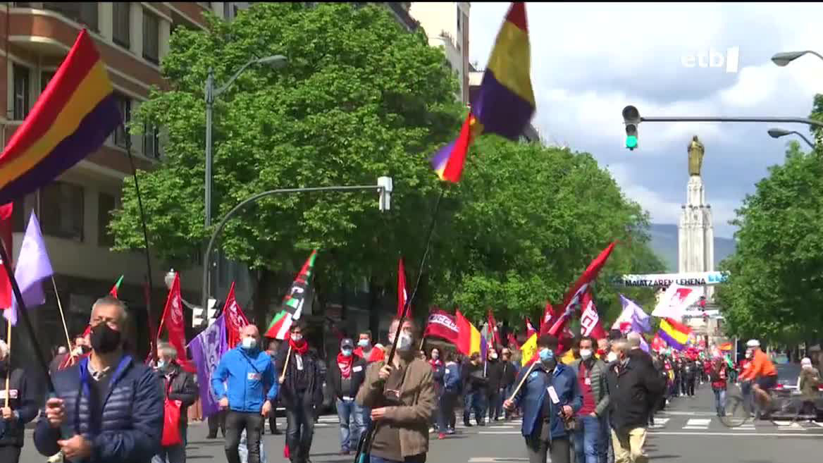 Maiatzaren 1eko manifestazio bat. EITB Mediaren bideo batetik ateratako argazkia